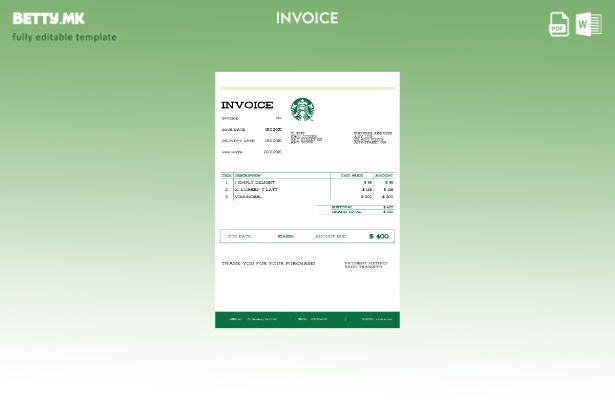 Шаблон за фактура() на американскиот Старбакс во модерен стил